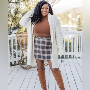 Stuck On You Rust Plaid Skater Skirt size small